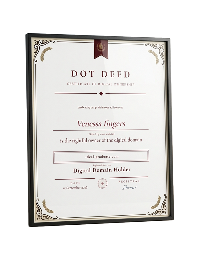 Framed DOT DEED certificate